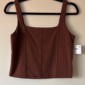 American Eagle Brown Square Neck Tank Top